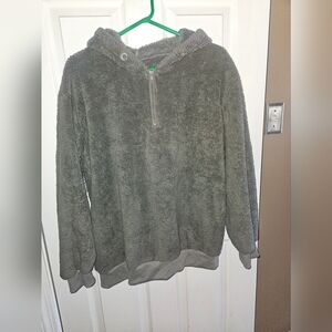 Plush Hooded Half-Zip Sweater